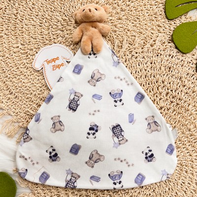   Kit 2 Macacões + Naninha Ursinho - Ursinhos Nerds - Azul Marinho e Off White